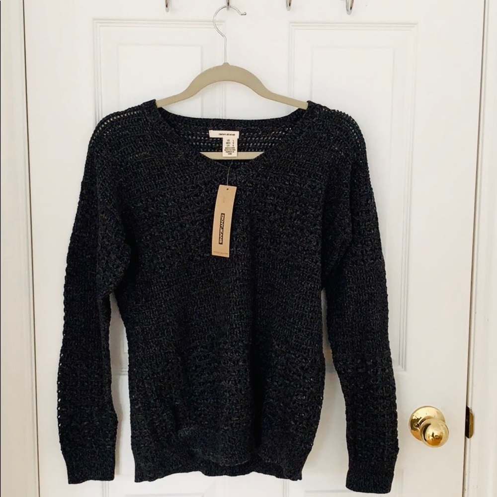NWT DKNY Jeans Charcoal Gray Knit Top